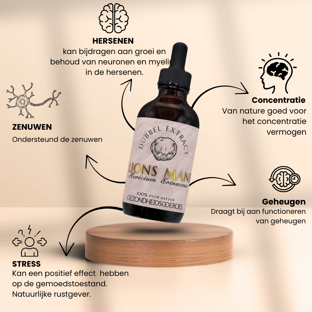 Lions Mane Extract 10:1 | Vloeibaar alcohol & water tinctuur.