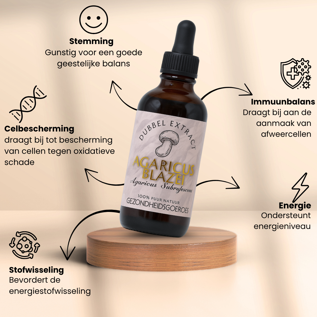 Agaricus Blazei Extract 10:1 | Vloeibaar alcohol & water tinctuur.