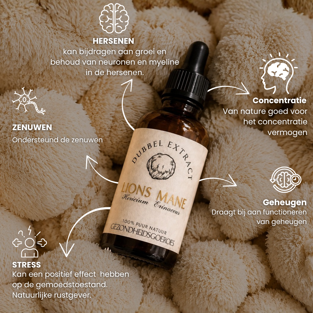 Lions Mane extract 10:1 | Vloeibaar alcohol & water tinctuur.