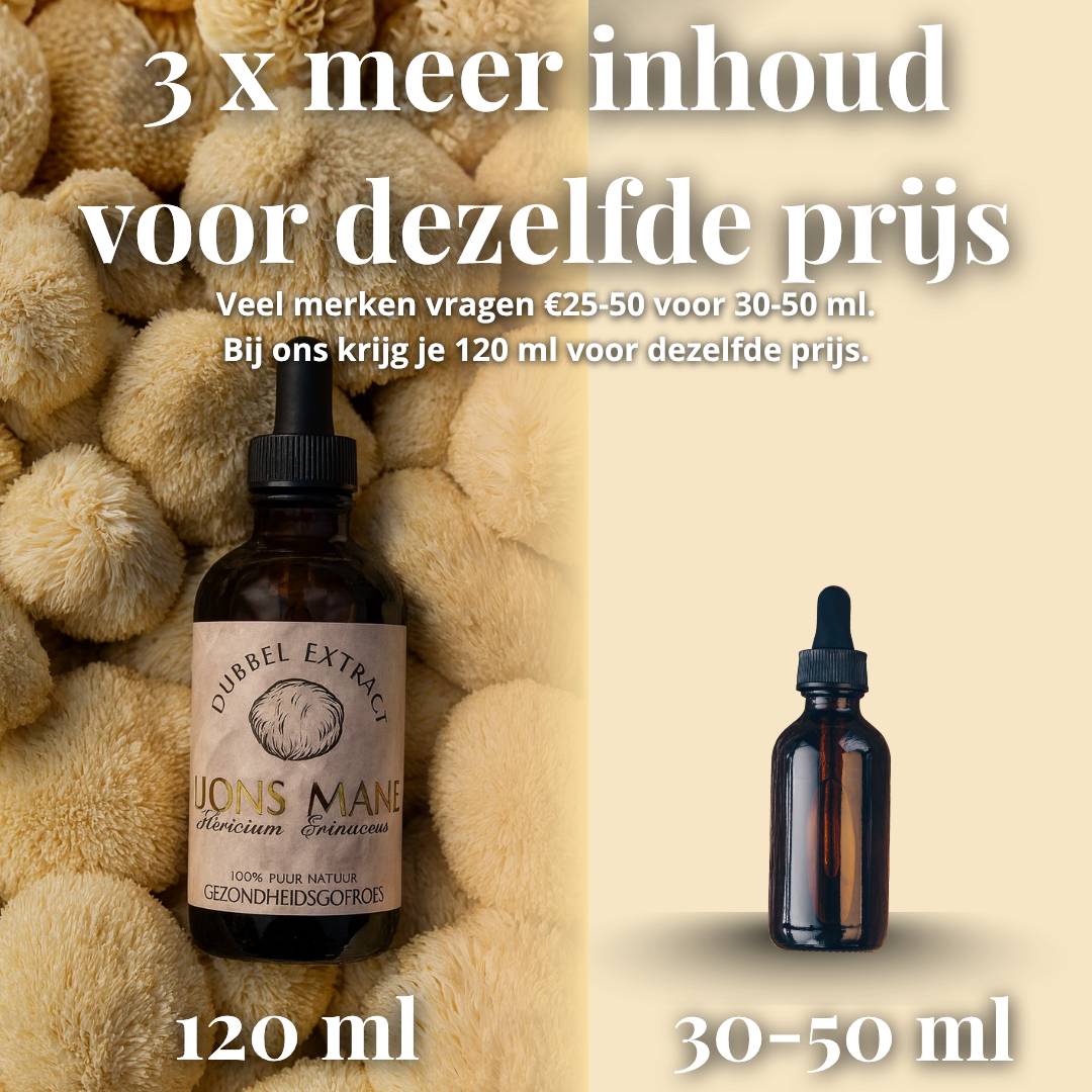 Lions Mane extract 10:1 | Vloeibaar alcohol & water tinctuur.